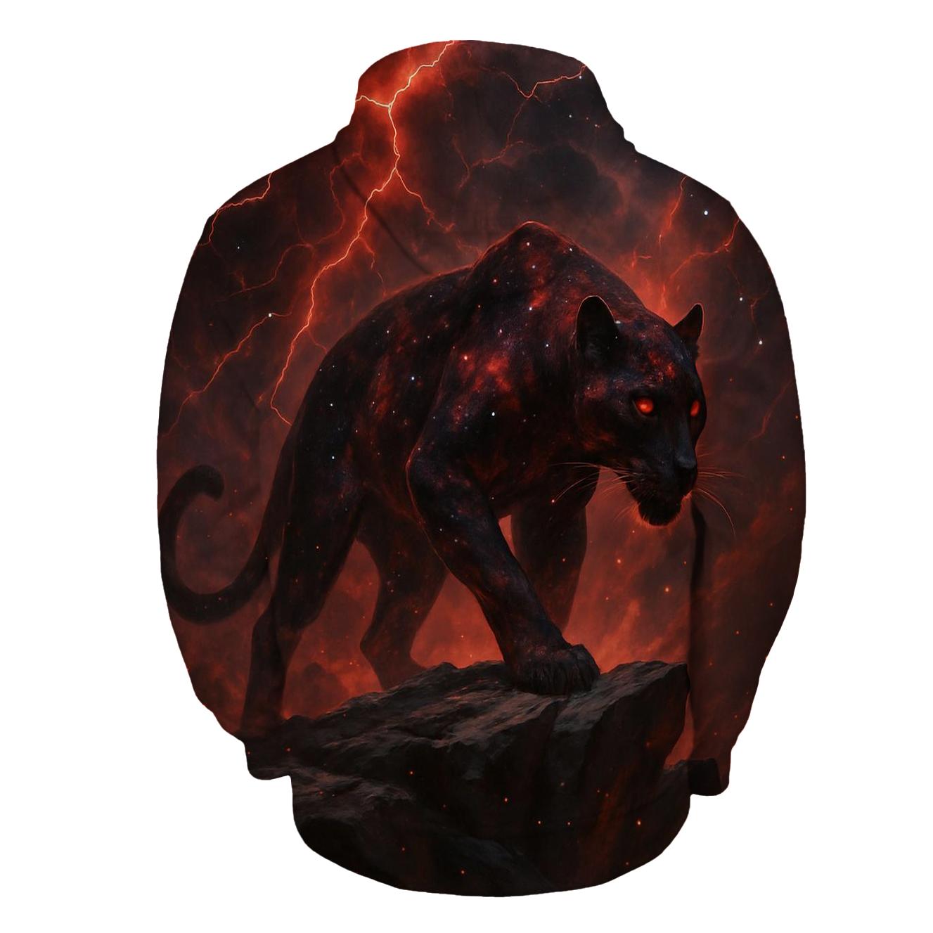 Crimson Nebula Panther graphic hoodies