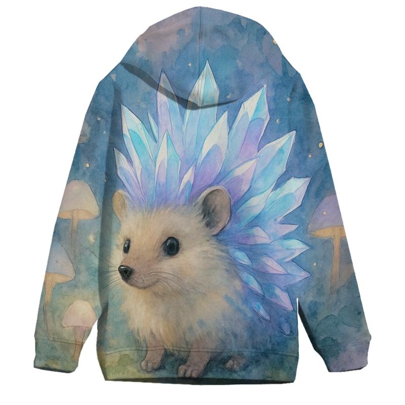 Glowing Crystal Hedgehog embroidered hoodies
