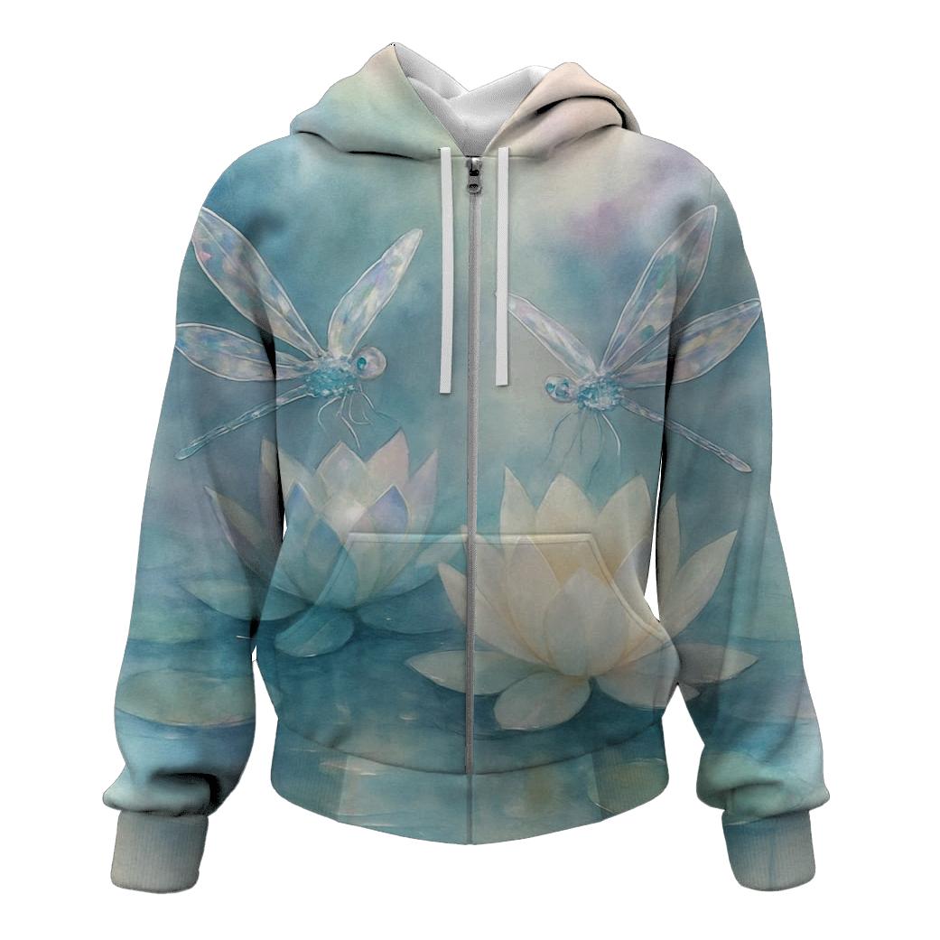 Crystaline Dragonfly Haven embroidered hoodies