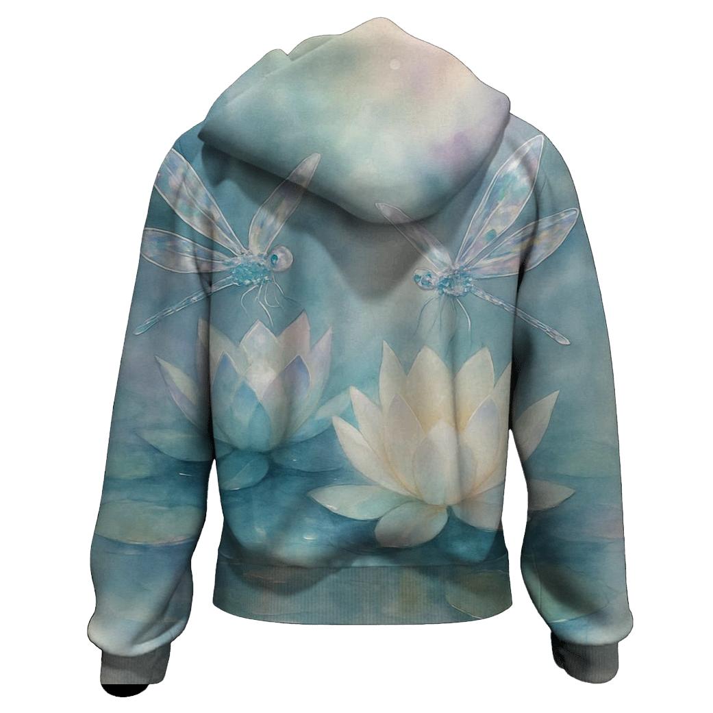 Crystaline Dragonfly Haven embroidered hoodies