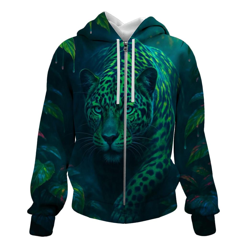 Electric Rainforest Jaguar printed hoodies