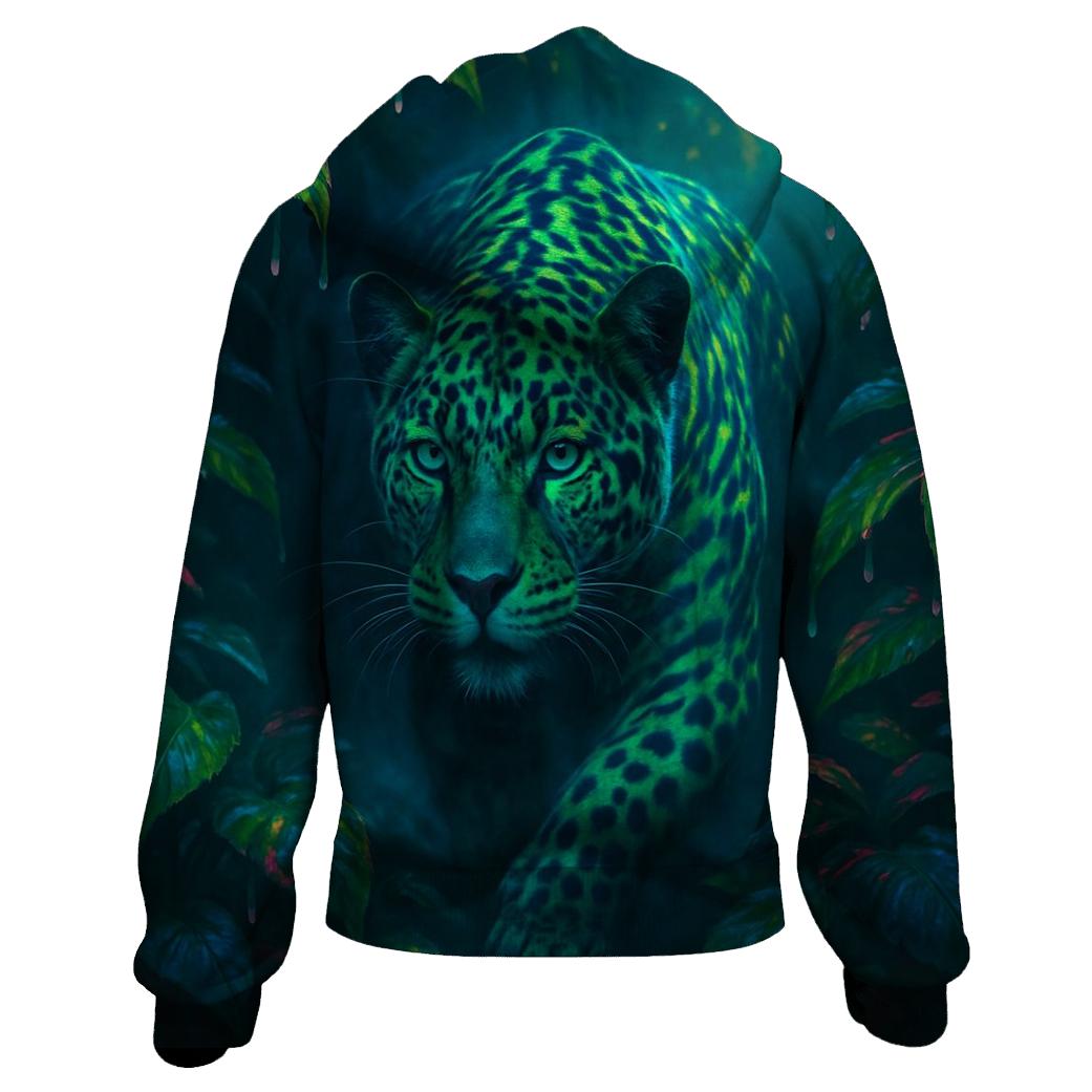 Electric Rainforest Jaguar printed hoodies