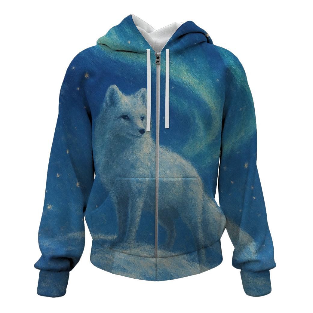 Silver Arctic Fox Vigil printed hoodies