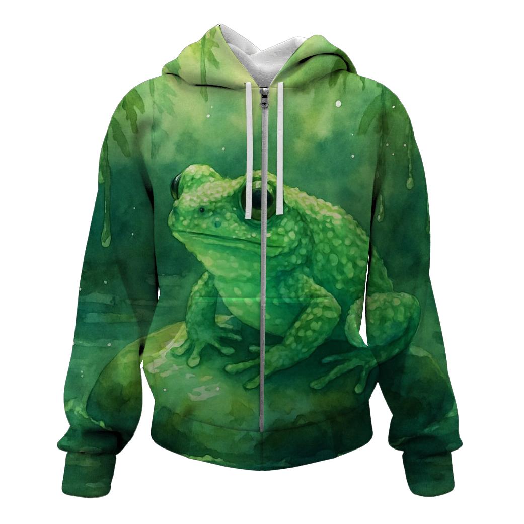 Glowing Mossy Frog printed hoodies