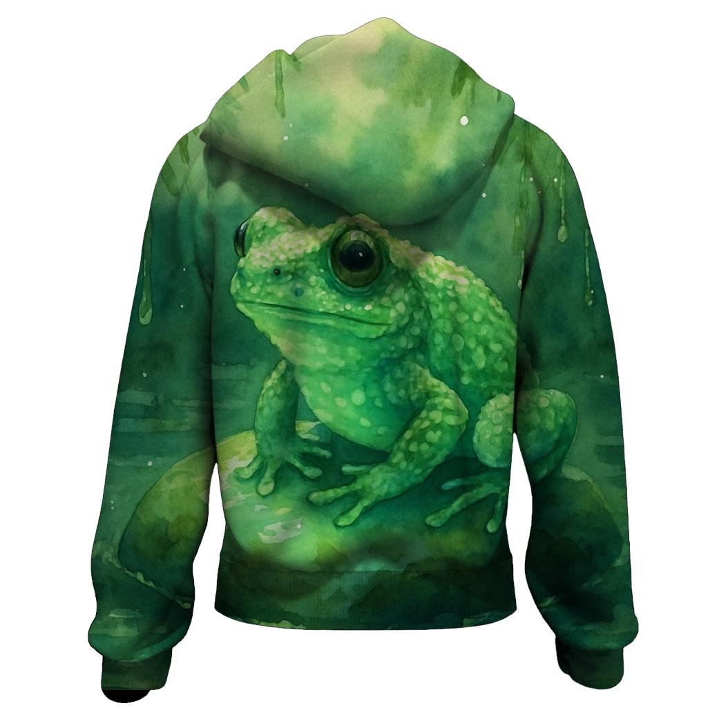 Glowing Mossy Frog printed hoodies