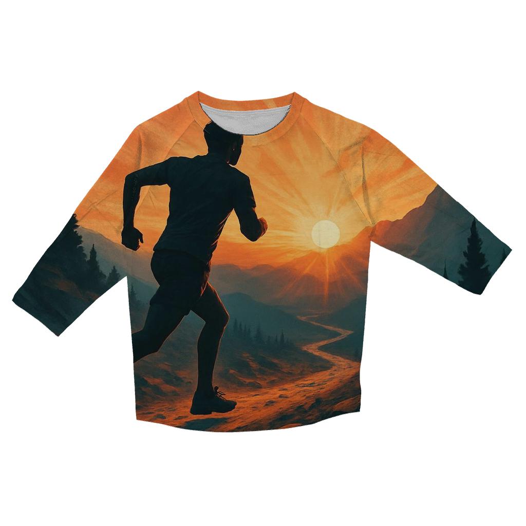 Trail Running Sunrise printed three quarter sleeve shirts