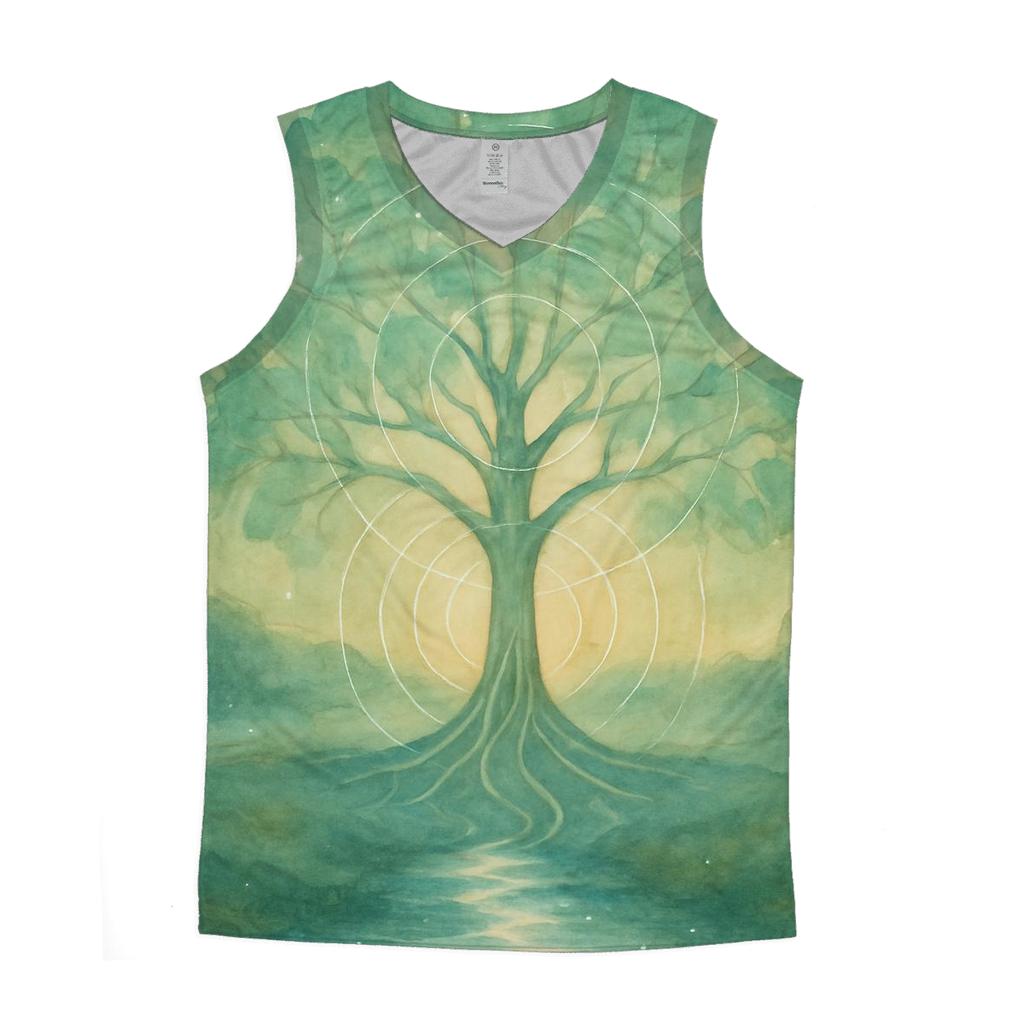 Luminous Grove cotton sleeveless tops