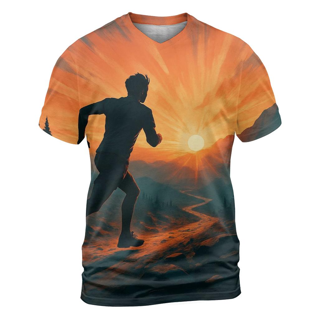 Trail Running Sunrise statement graphic shirts