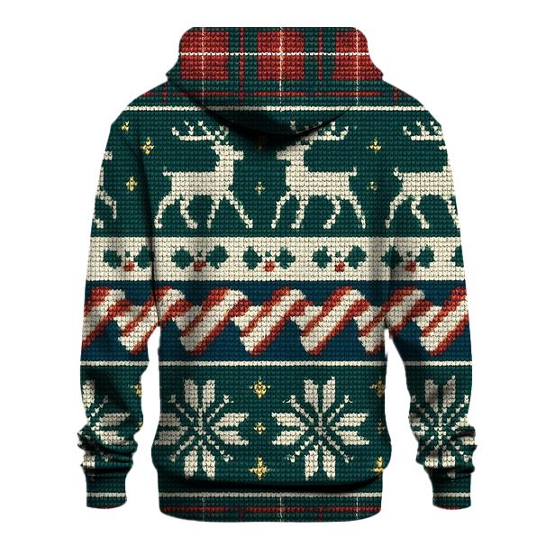 Tinsel Tartan Reindeer Parade Design lightweight hoodies