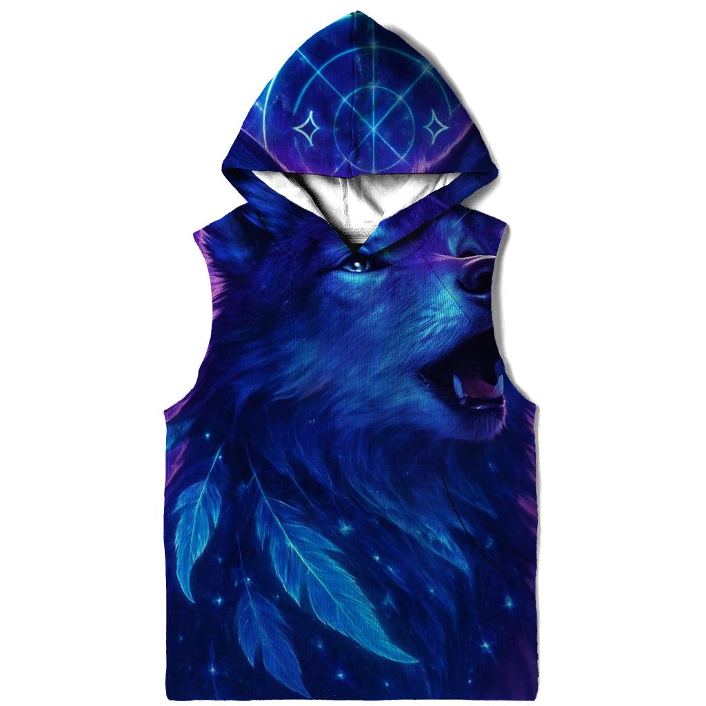 Nebula Sentinel Wolf printed hoodies
