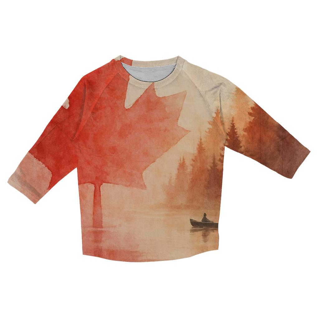 Watercolor Maple Canada fashion 3/4 sleeve shirts