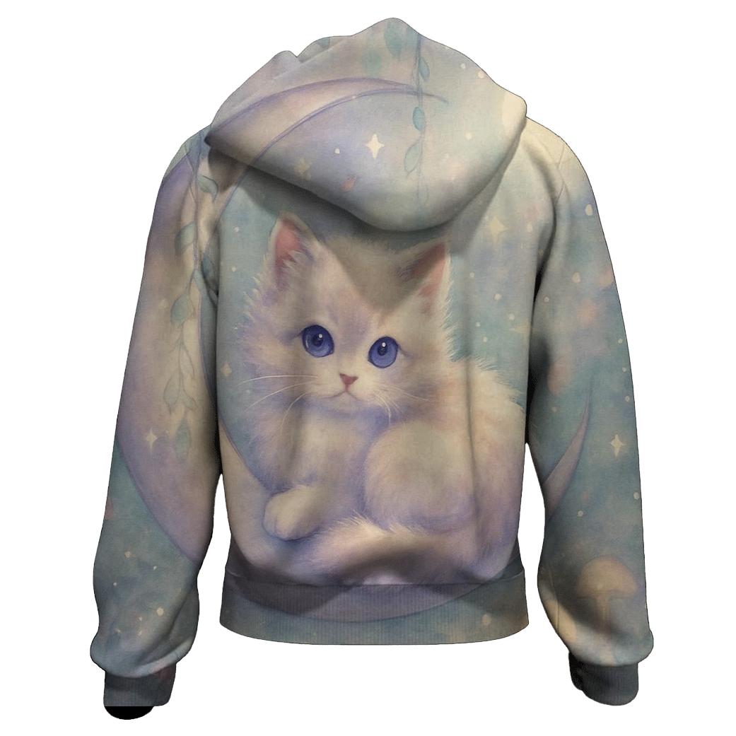 Moonlit Garden Kitten embroidered hoodies