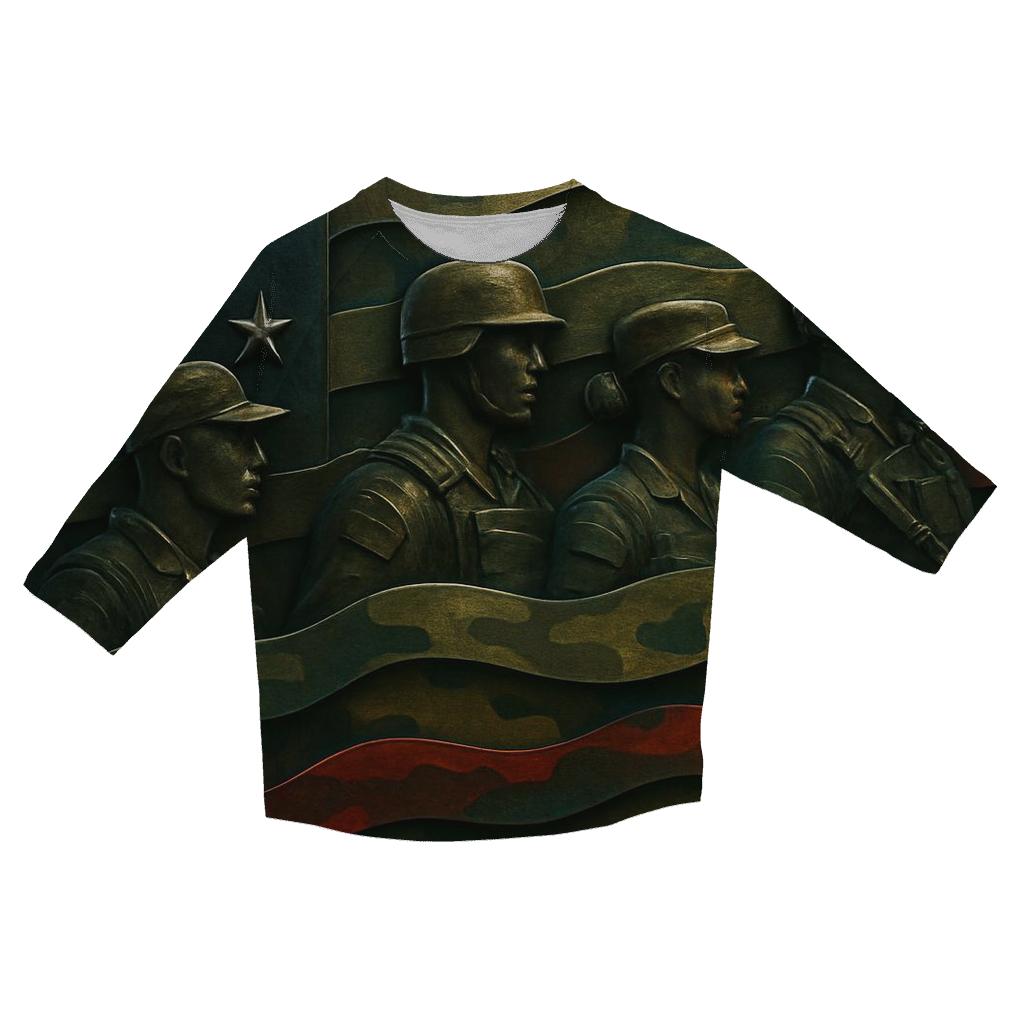 Camouflage Flag Fusion casual three quarter sleeve shirts