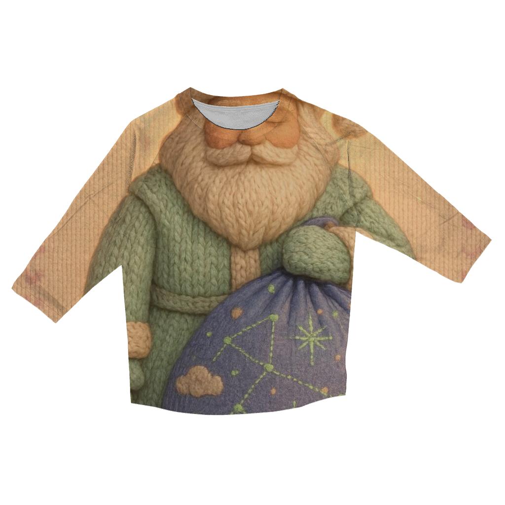 Knitted Galaxy Santa stylish quarter sleeve tops