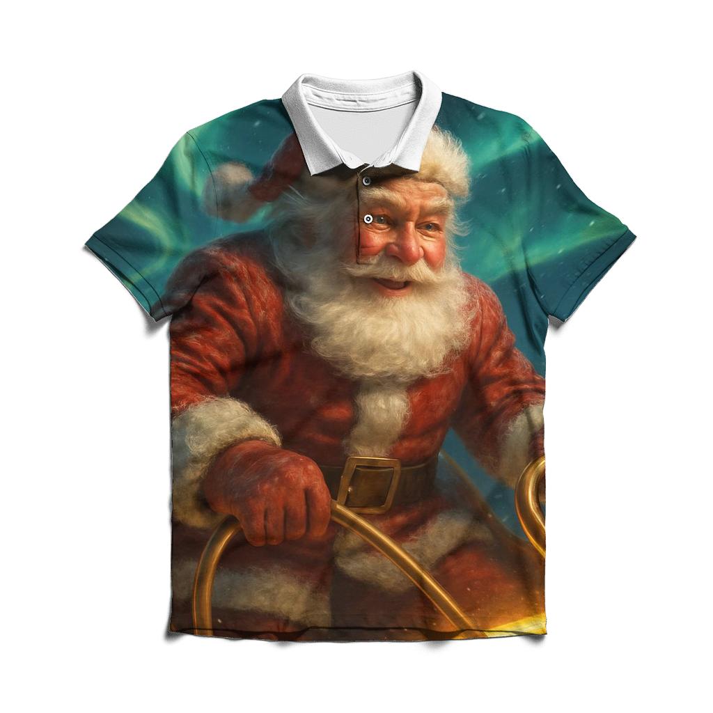 Aurora Sleigh Santa designer slim fit polos