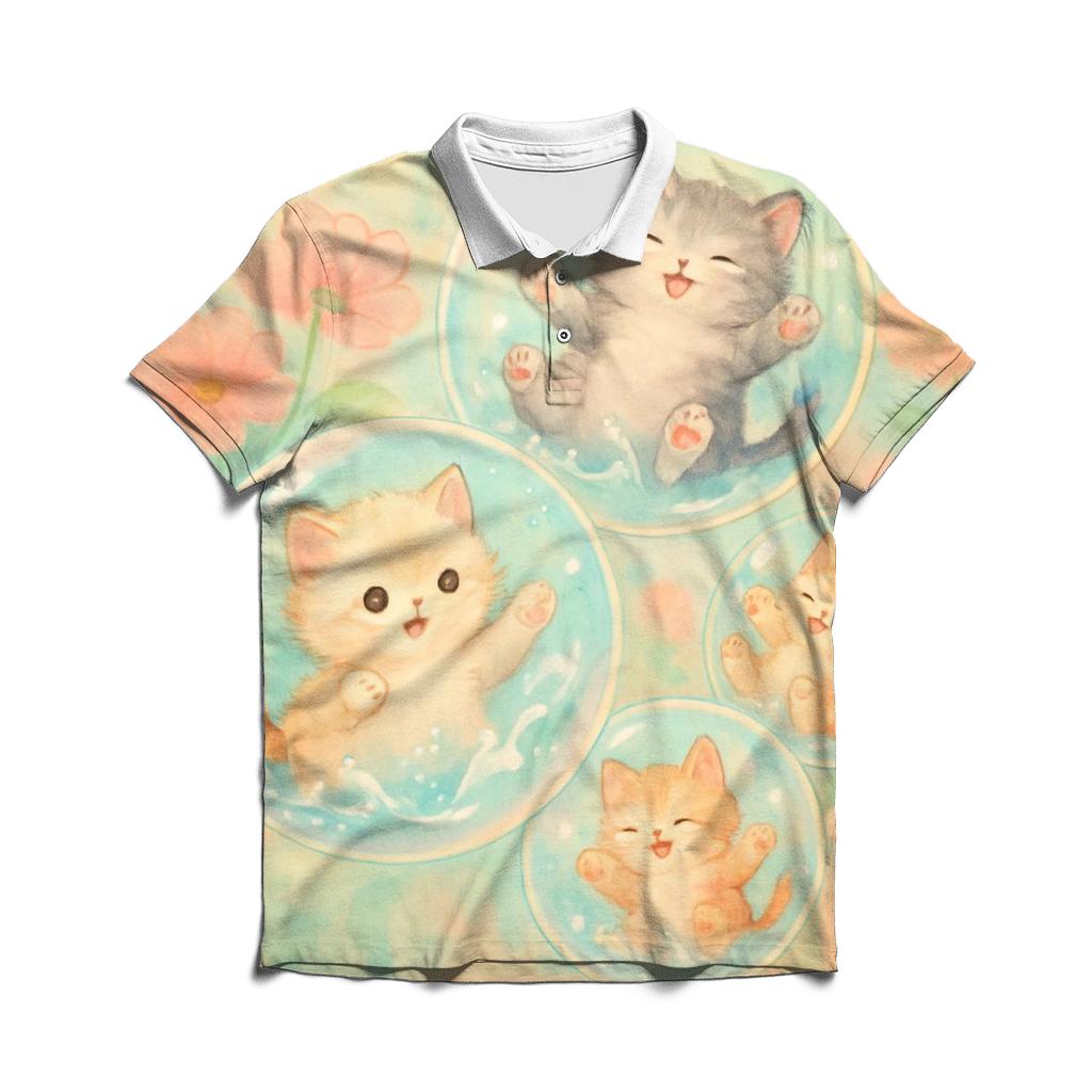 Bubble Bath Kittens classic pique polos