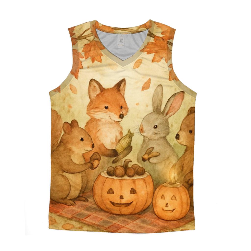 Woodland Feast Quartet graphic print tank tops