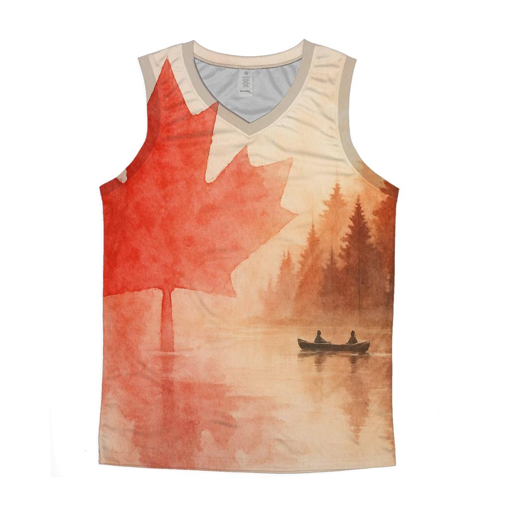 Watercolor Maple Canada graphic print tank tops