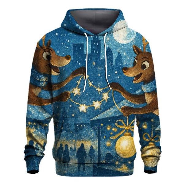 Reindeer Night Market embroidered hoodies