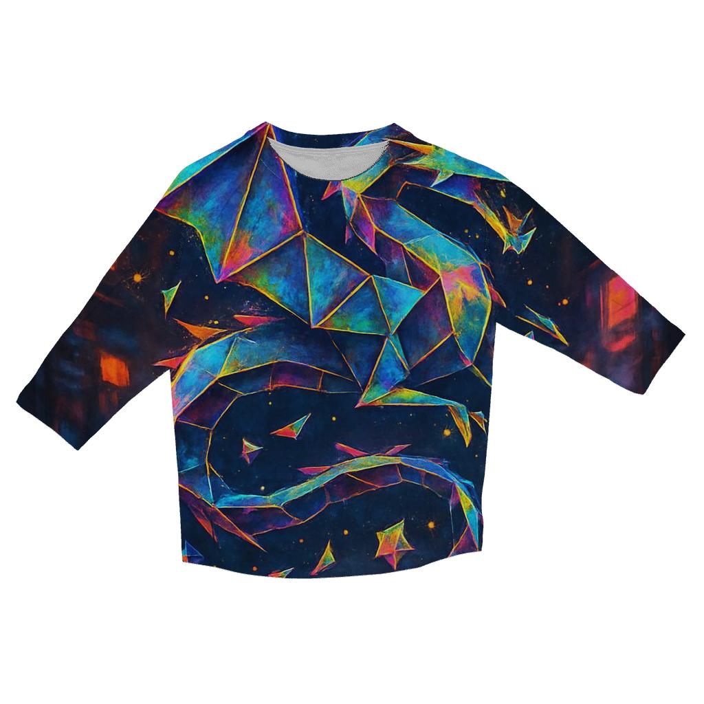 Neon Origami Dragon designer 3/4 sleeve blouses
