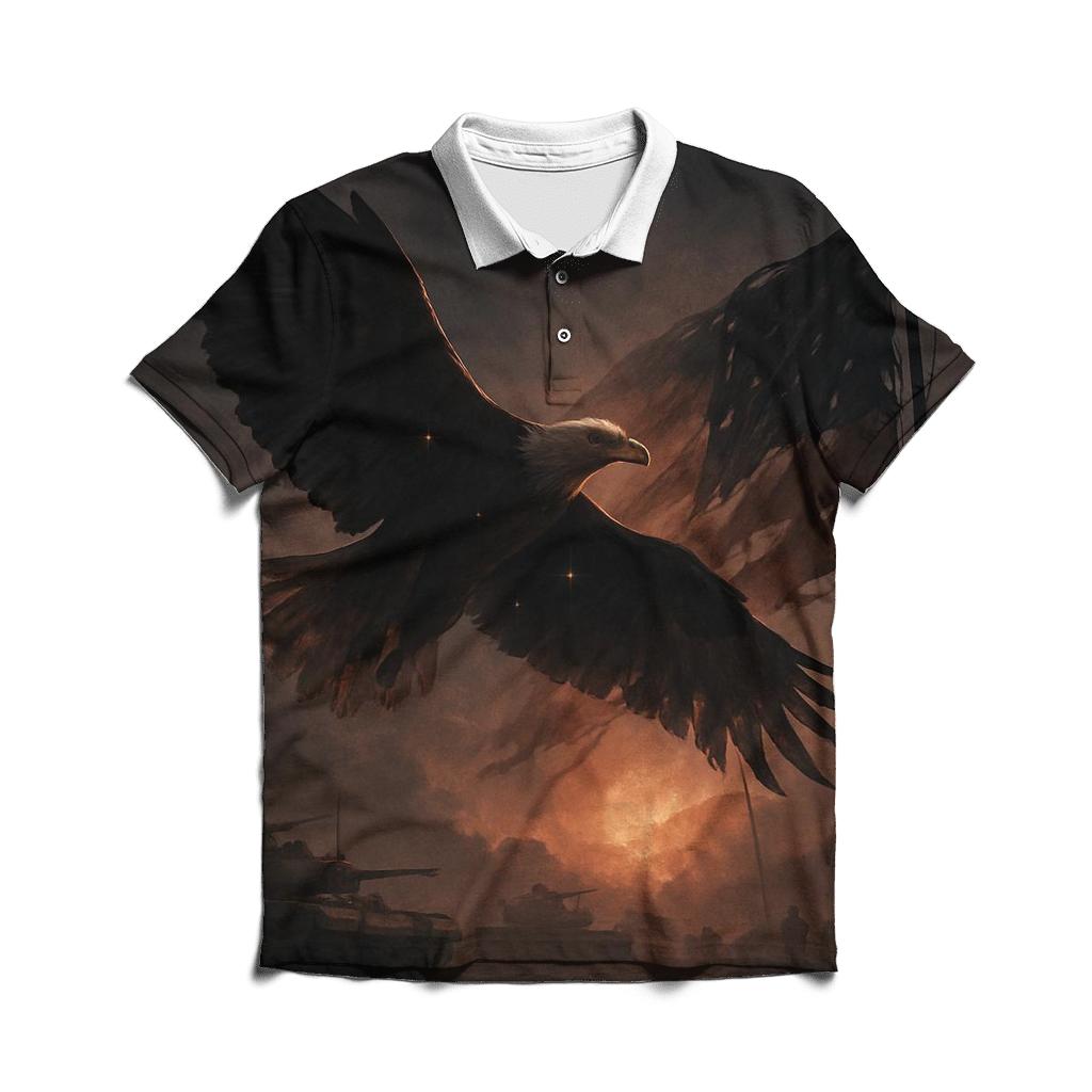 Eagle Over Silent Horizon stylish collar polo tees