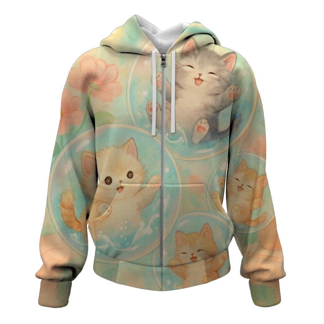 Bubble Bath Kittens printed hoodies