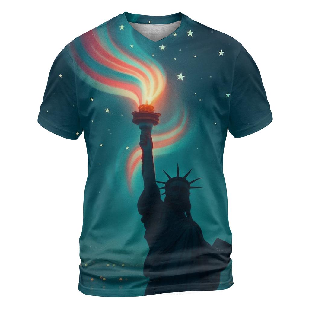 Liberty Aurora Wrap artistic all-over print tops