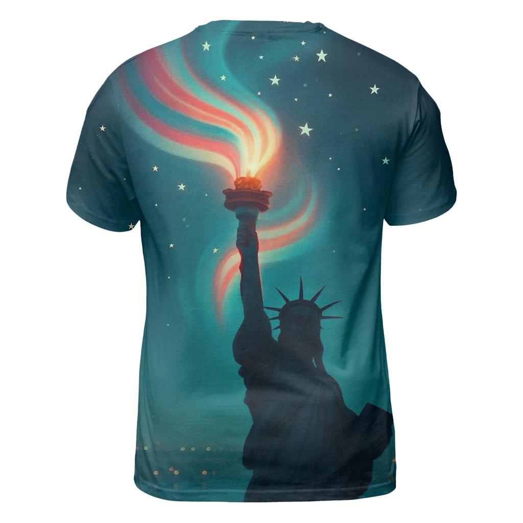 Liberty Aurora Wrap artistic all-over print tops