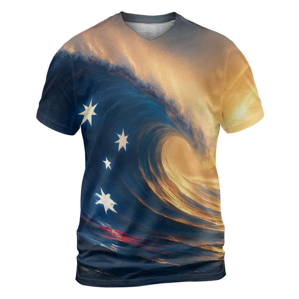 Ocean Wave Australia artistic all-over print tops