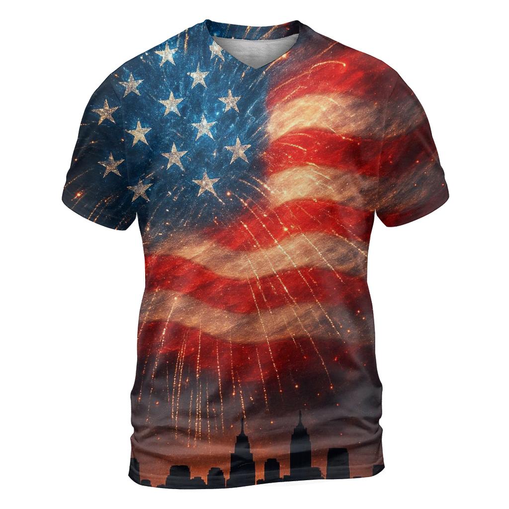 Firework Starfield Banner creative print fashion shirts