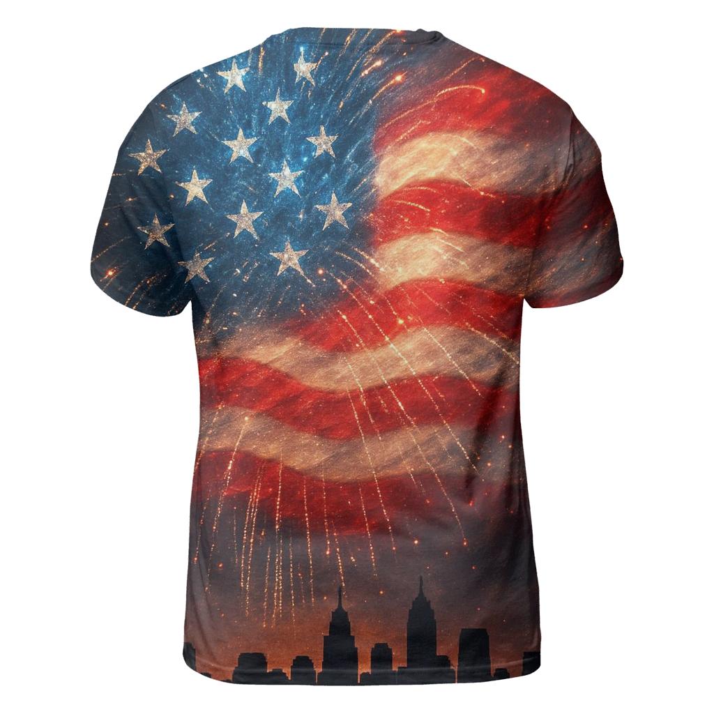 Firework Starfield Banner creative print fashion shirts
