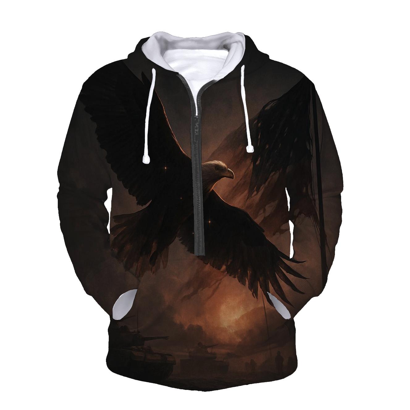 Eagle Over Silent Horizon premium hoodies