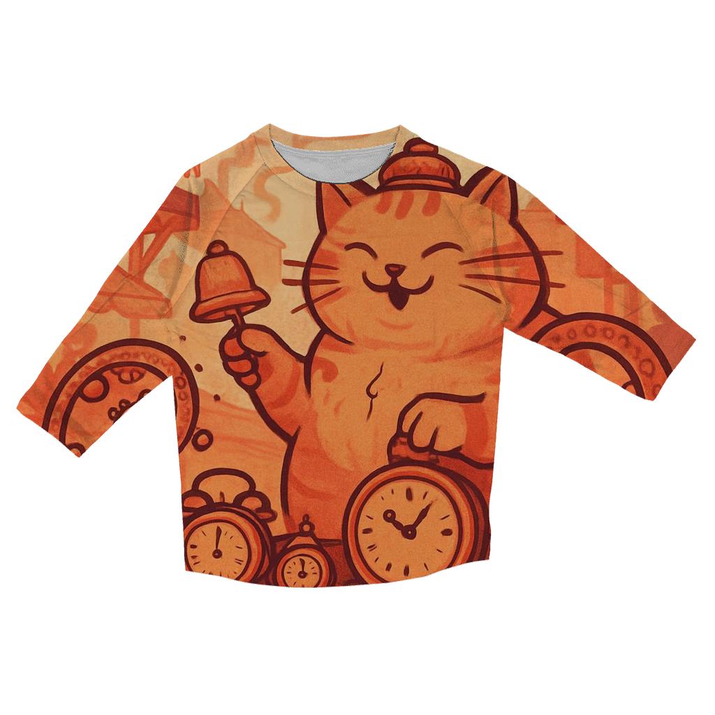 Vermillion Market Clock Cat cotton quarter sleeve shirts