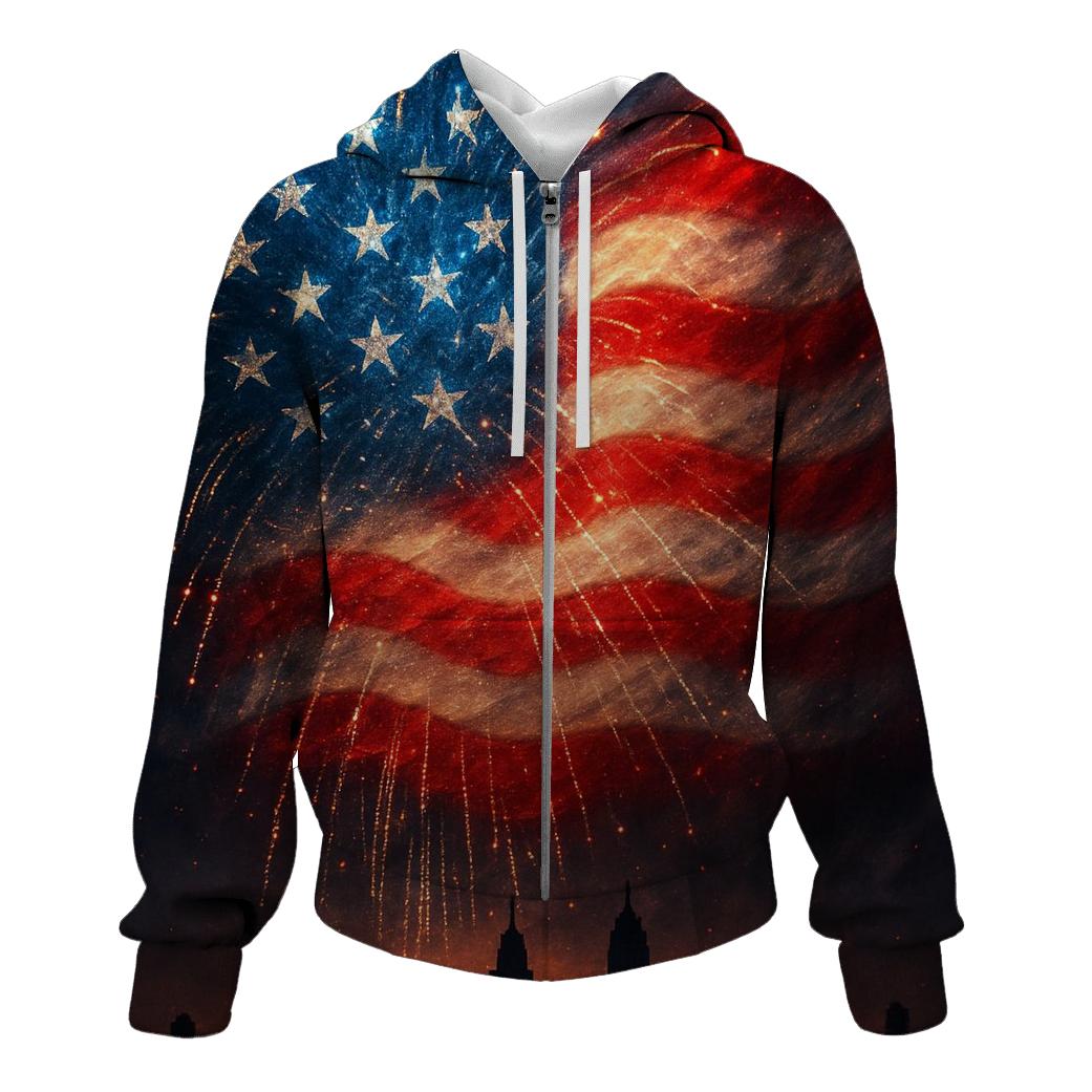 Firework Starfield Banner zip-up hoodies