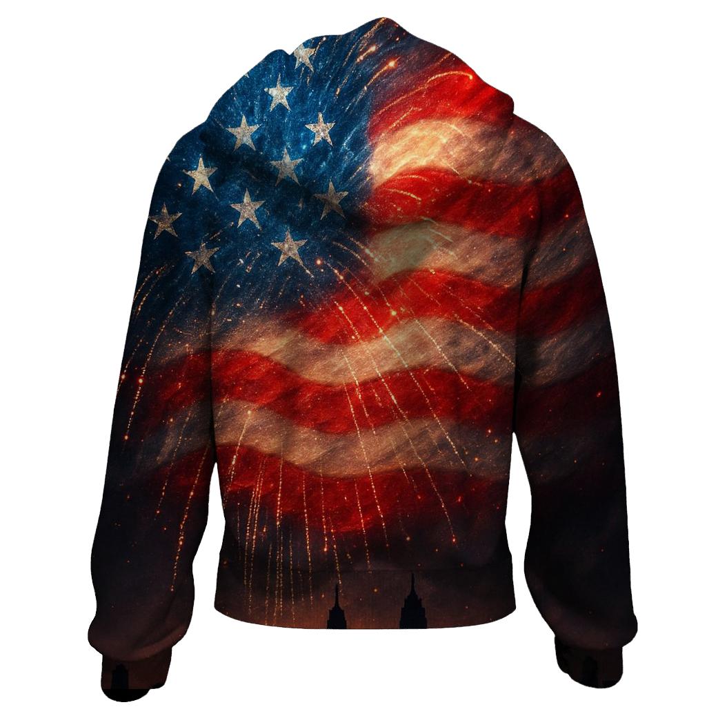Firework Starfield Banner zip-up hoodies