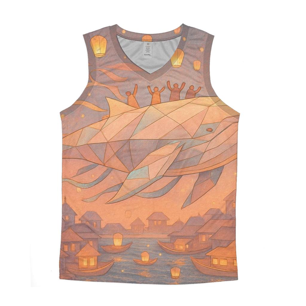 Paper Lantern Sky Whale graphic print tank tops