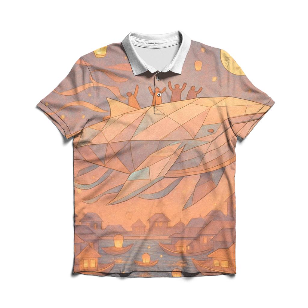 Paper Lantern Sky Whale casual sports polo shirts