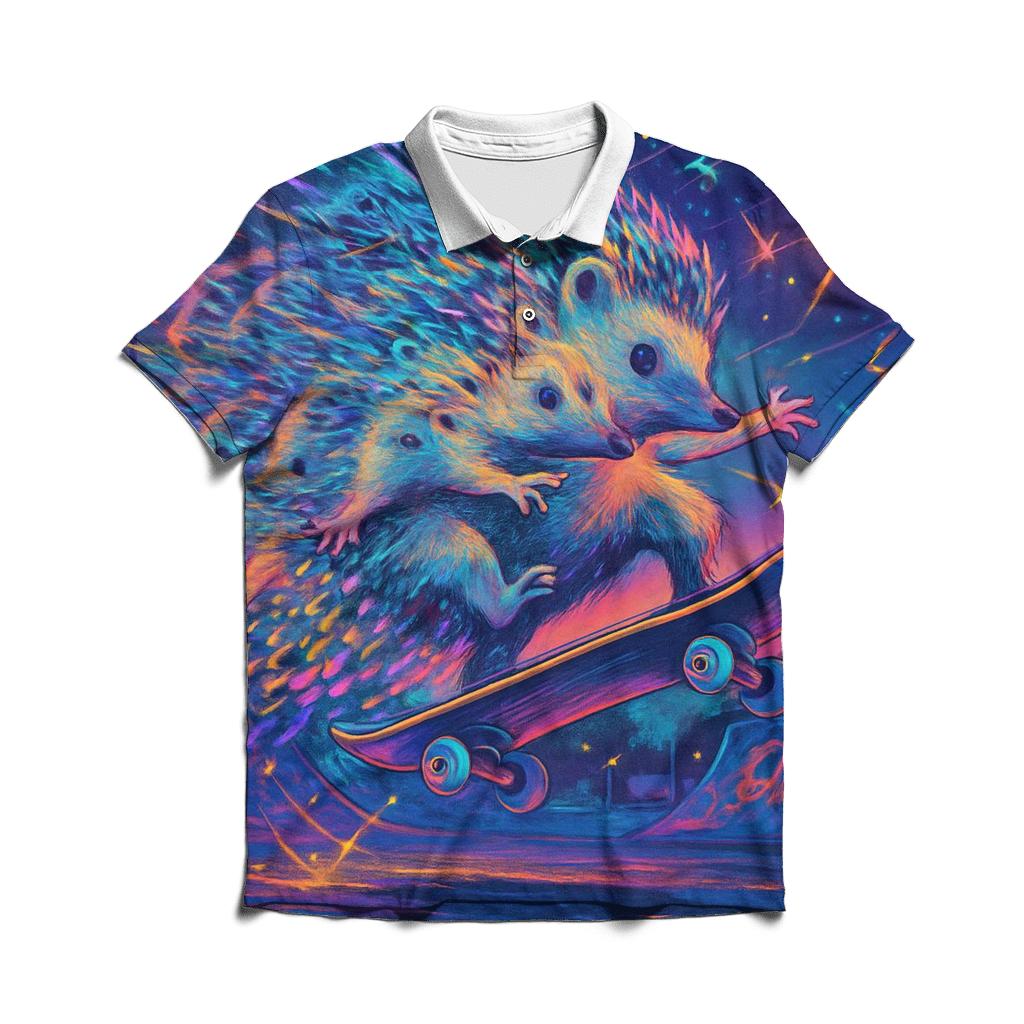 Quantum Skateboard Hedgehog embroidered polo tops