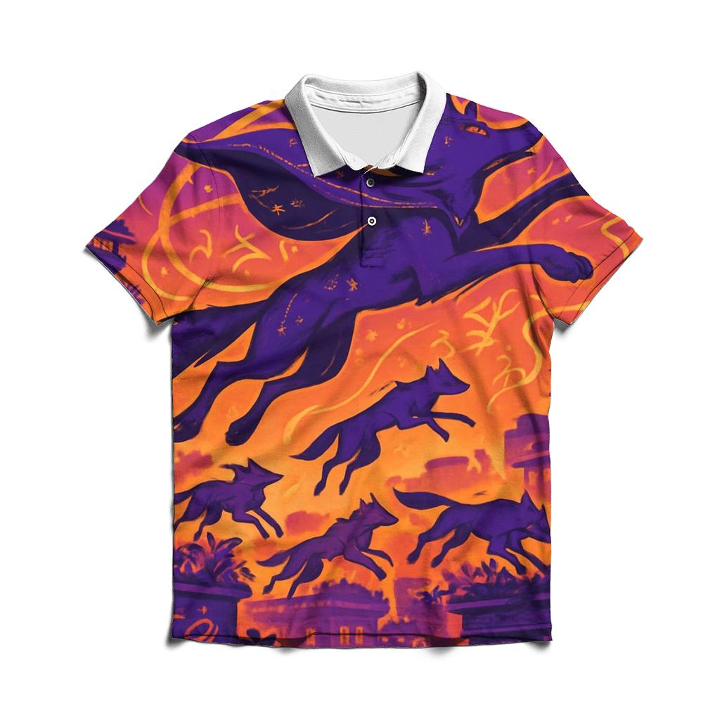 Velvet Skyline Acrobat Wolves embroidered polo tops