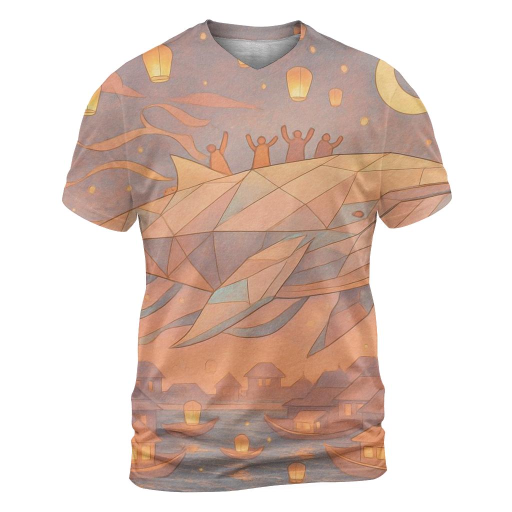 Paper Lantern Sky Whale statement graphic shirts