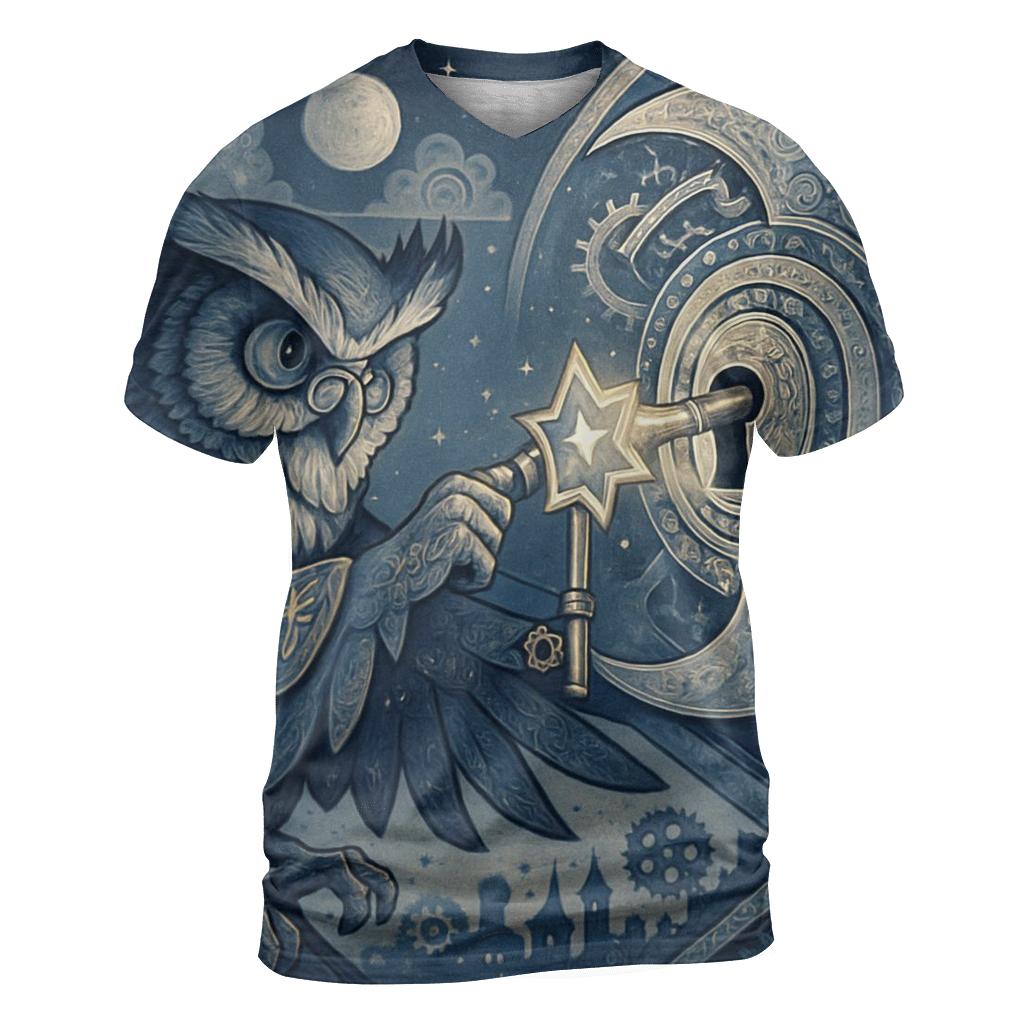 Celestial Locksmith Owl statement graphic shirts
