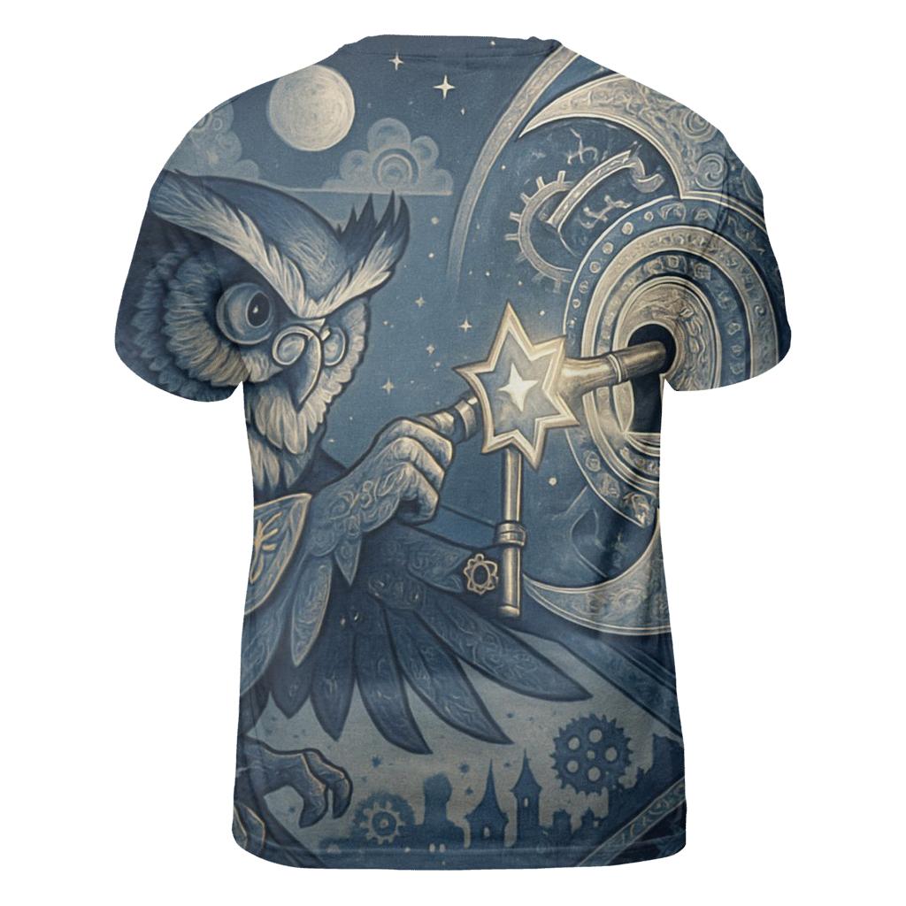 Celestial Locksmith Owl statement graphic shirts
