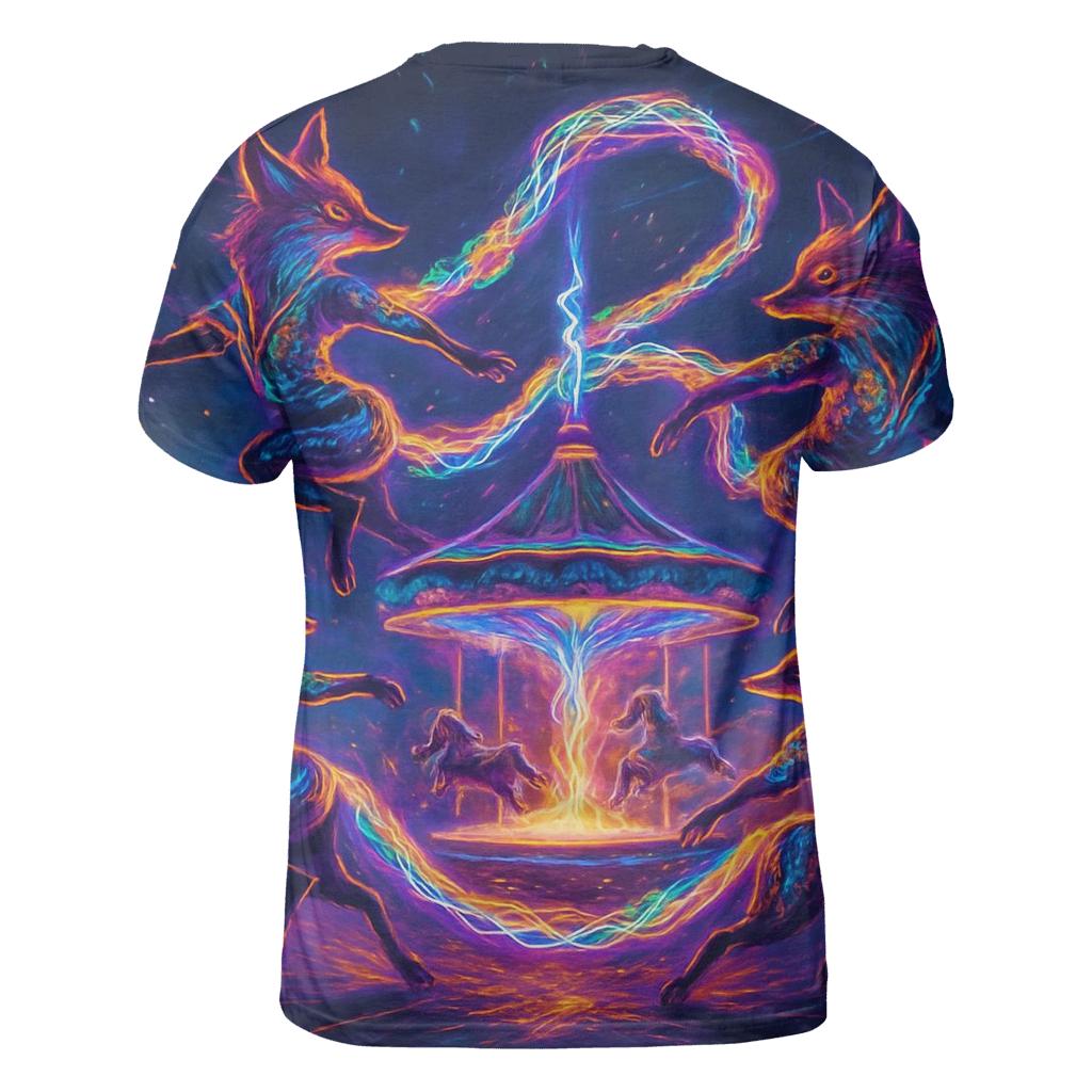 Plasma Carousel Fox Troupe vibrant all-over design tees