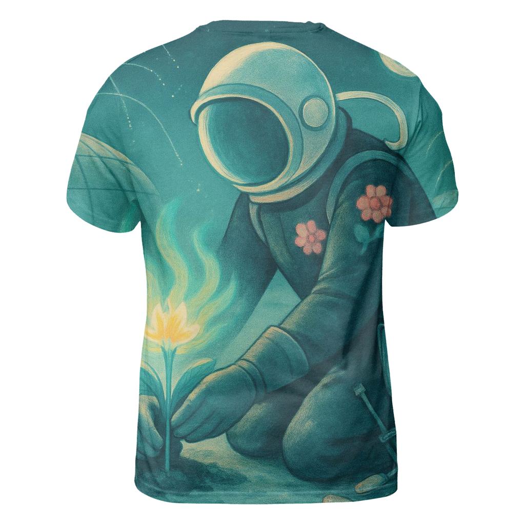 Everbloom Cosmonaut Gardener artistic all-over print tops