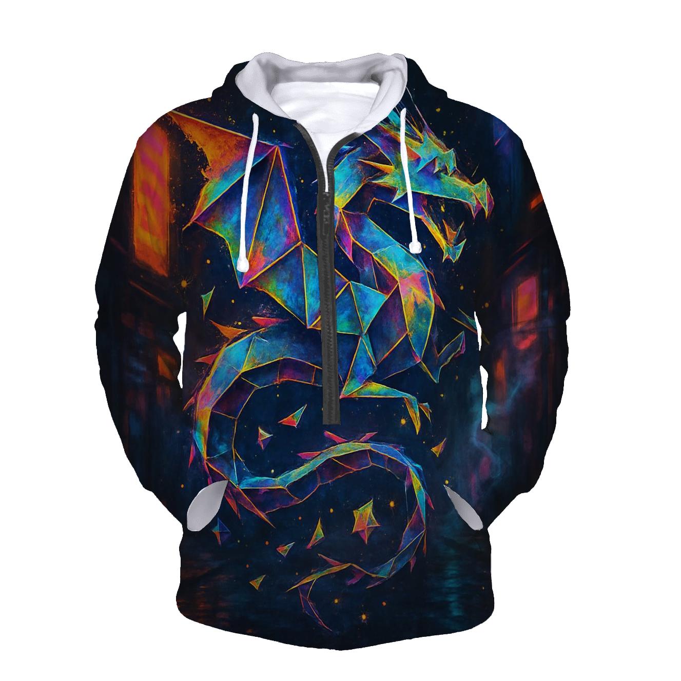 Neon Origami Dragon graphic hoodies
