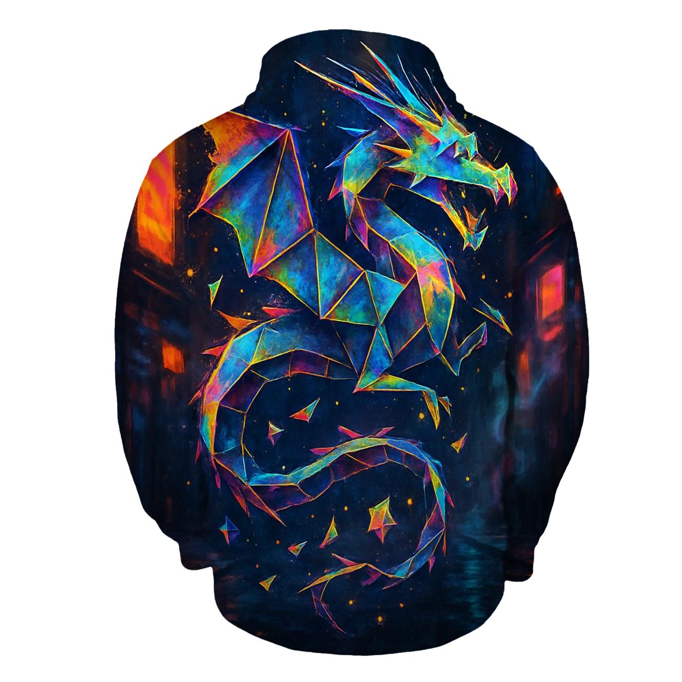Neon Origami Dragon graphic hoodies