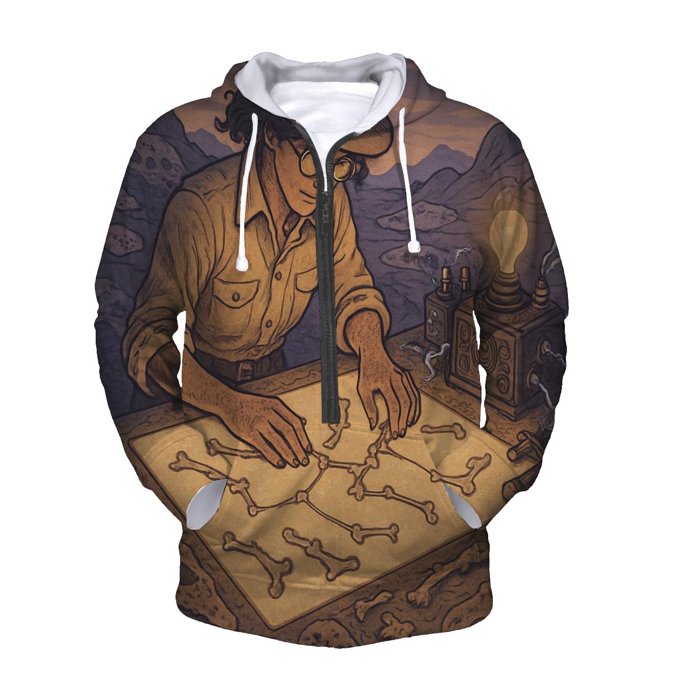 Fossil Sky Cartographer printed hoodies