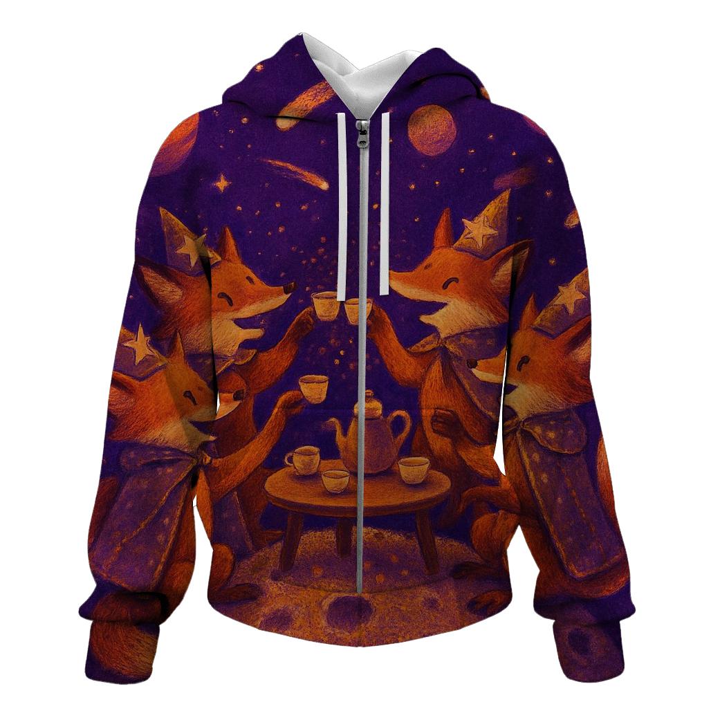 Meteor Tea Party Foxes embroidered hoodies