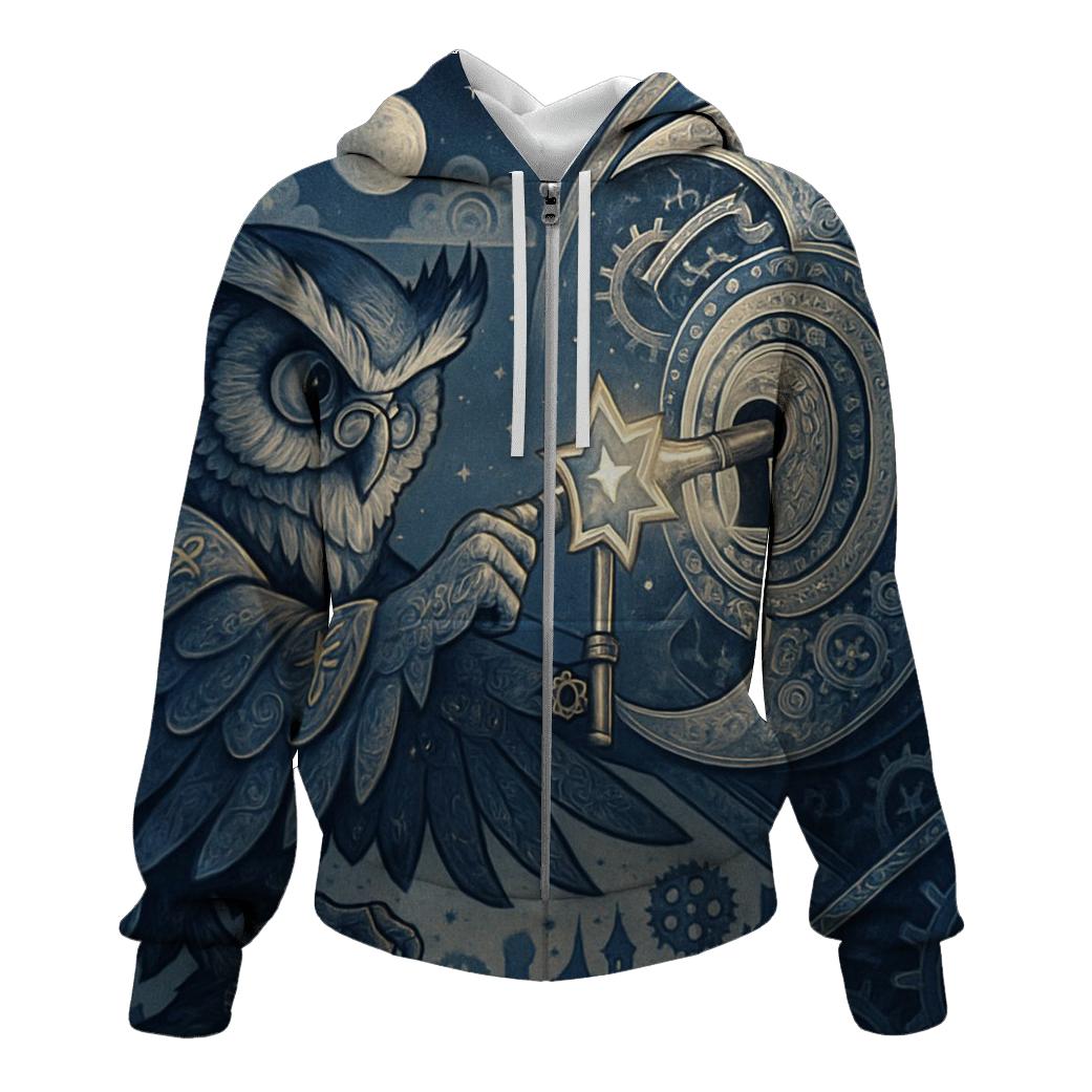 Celestial Locksmith Owl embroidered hoodies