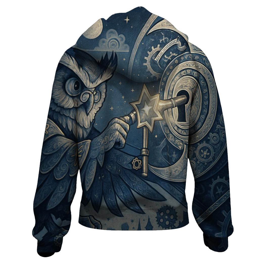 Celestial Locksmith Owl embroidered hoodies